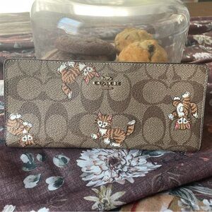 Coach Tan Cat Pattern Wallet